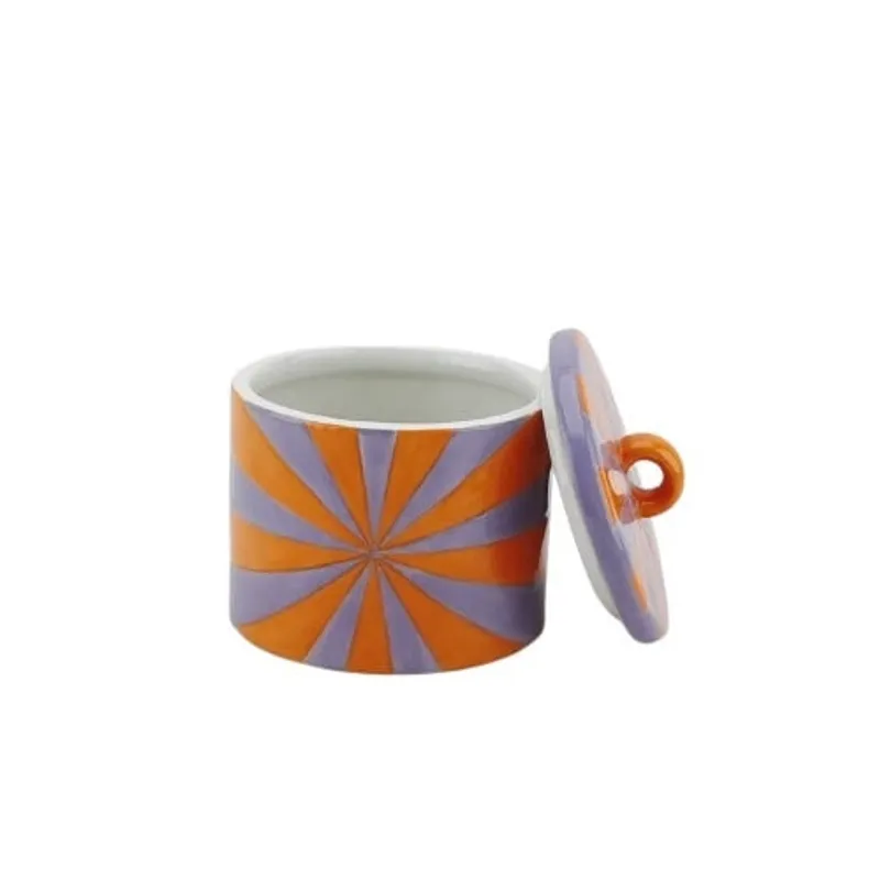 Deco Jar - Swirl - Dolomite - Orange/Lilac - 11x11x11,5cm