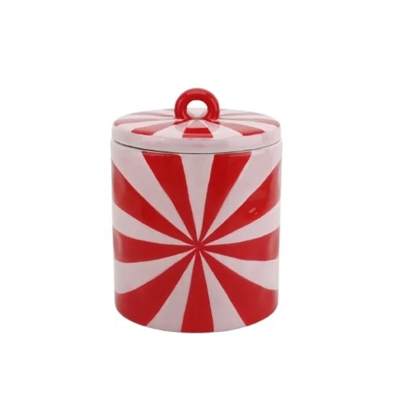 Deco Jar - Swirl - Dolomite - Red/Pink - 11x11x14,5cm