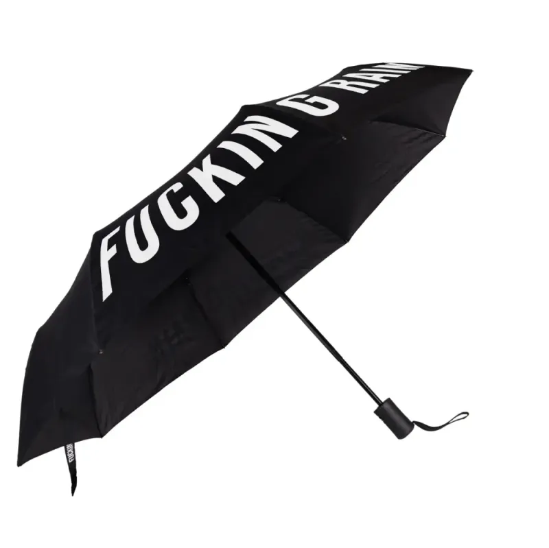 Sammenleggbar paraply «Fucking Rain» – svart