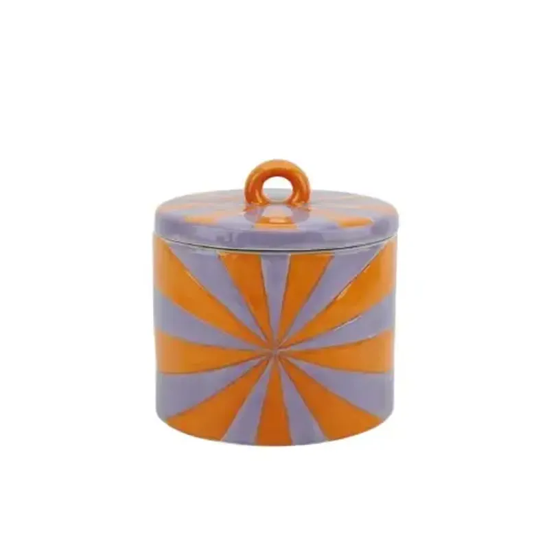 Deco Jar - Swirl - Dolomite - Orange/Lilac - 11x11x11,5cm